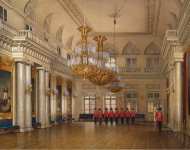 Hau Edward Petrovich Interiors of the Winter Palace. The Large Fieldmarshals Hall - Hermitage